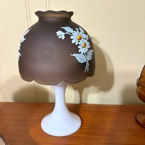 Brown and White Floral Westmoreland Fairy Lamp